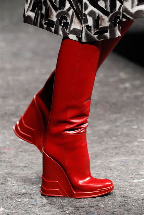 prada red wedge boots|Prada wingtip ankle boots.